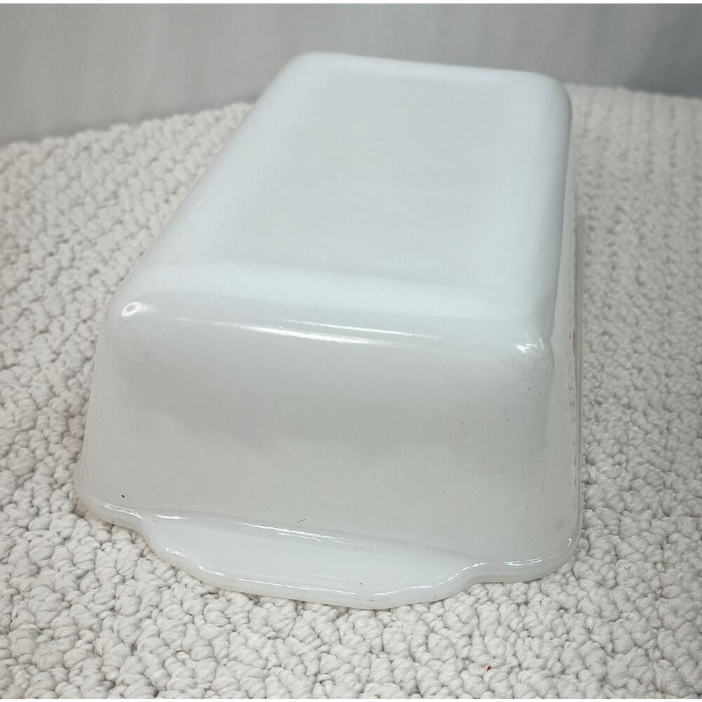 Anchor Hocking Fire King Wheat Pattern Milk Glass Loaf Baking Pan 10.5" VTG USA - Picture 7 of 8
